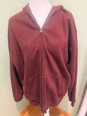 SKIMS Burgundy Zip-Up Hoodie Jacket